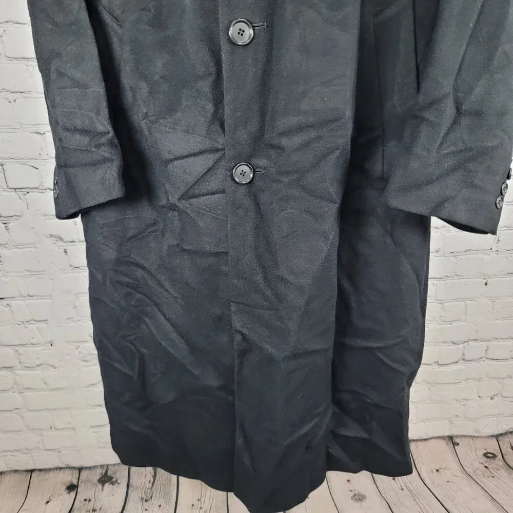 Joseph & Lyman Black 100% Cashmere Classic Buttoned Over Coat Size Large L